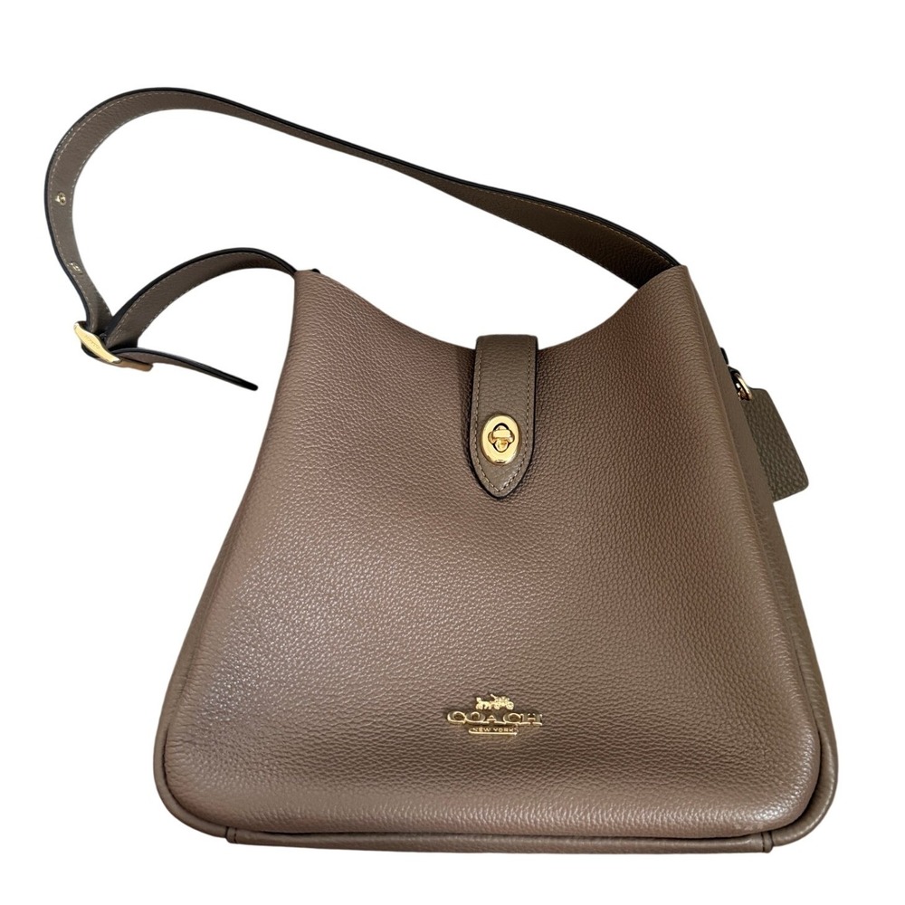 Coach Hadley Bucket Bag Polished Pebble Leather Dark Stone Brown Womens Handbag
